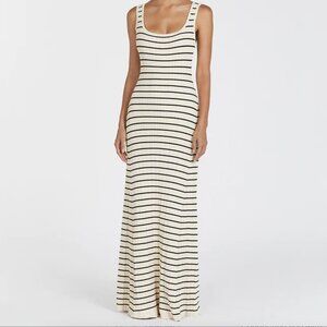 DISSH Billie Stripe MIdi Dress Butter Long Ribbed Maxi Striped Scoop Neck Large